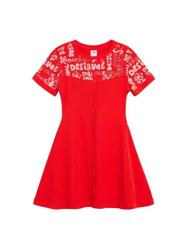 Desigual Desigual Obleka  neonsko oranžna / bela