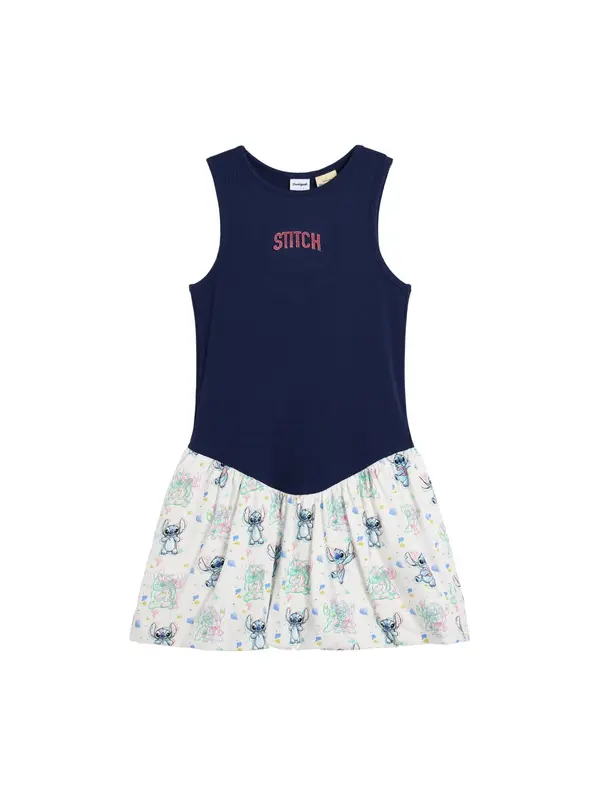 Desigual Desigual Obleka 'Stitch™'  mornarska / smaragd / magenta / jajčna lupina