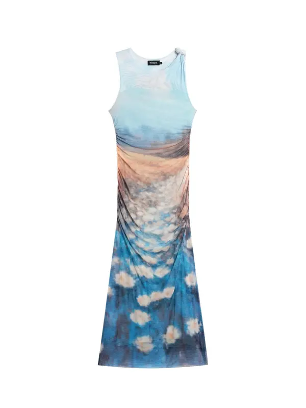 Desigual Desigual Obleka  svetlo bež / nebeško modra / temno modra / oranžna