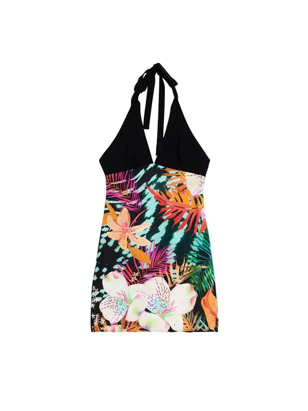 Desigual Desigual Obleka  turkizna / oranžna / neonsko roza / črna