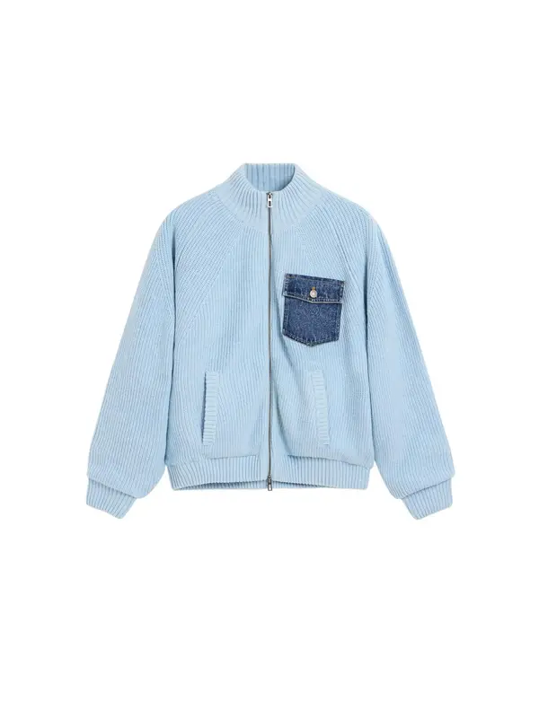 Desigual Desigual Pletena jopa  moder denim / svetlo modra