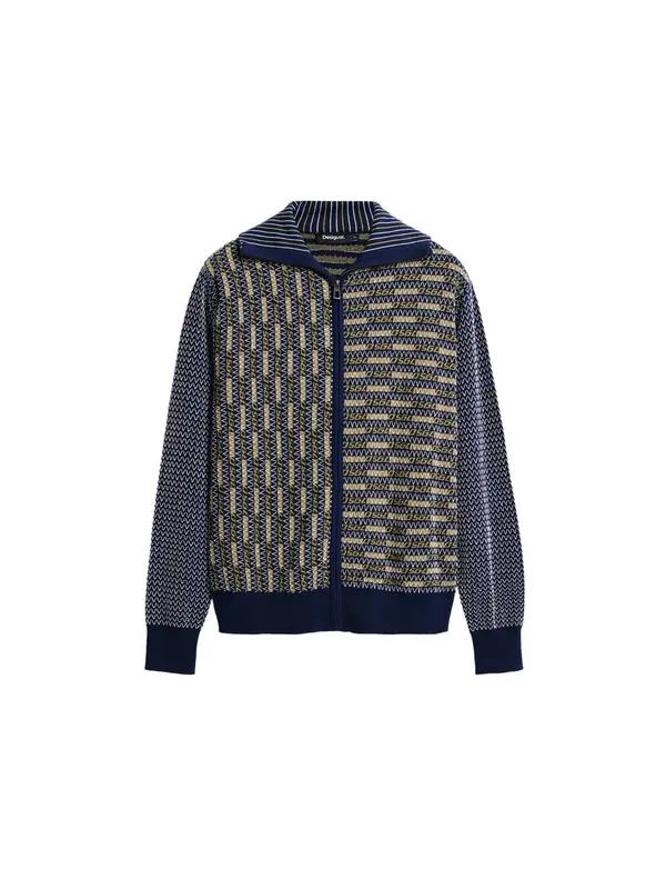 Desigual Desigual Pletena jopa  nočno modra / oliva / bela