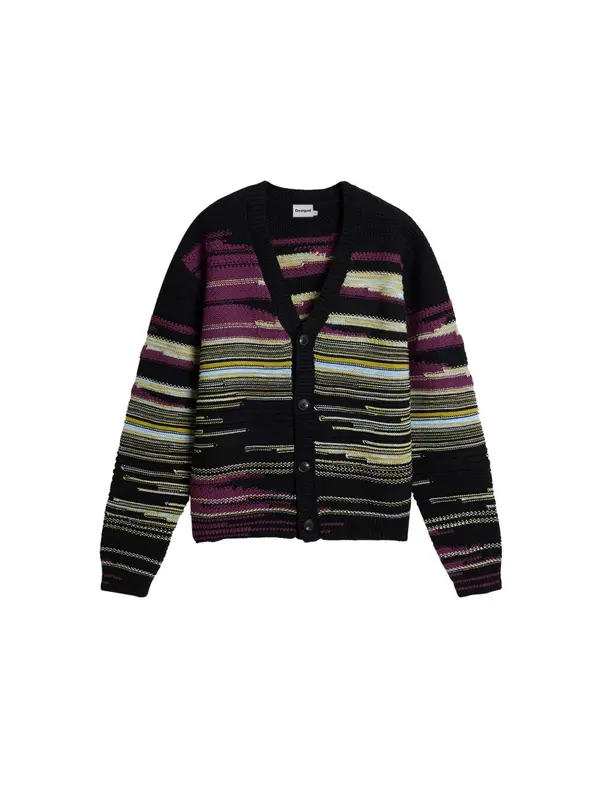 Desigual Desigual Pletena jopa  svetlo modra / žafran / robida / črna