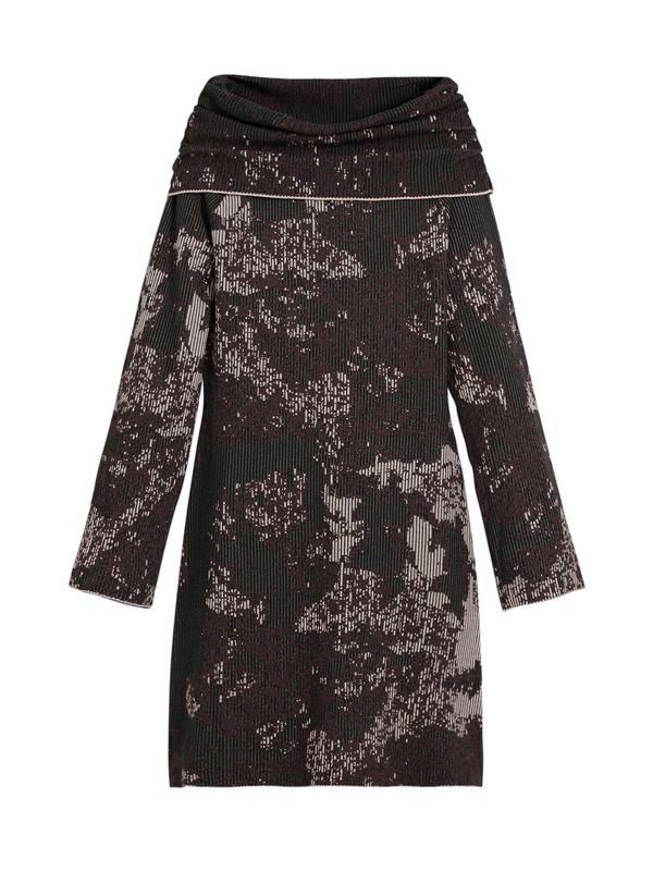 Desigual Desigual Pletena obleka  čokolada / temno rjava / naravno bela