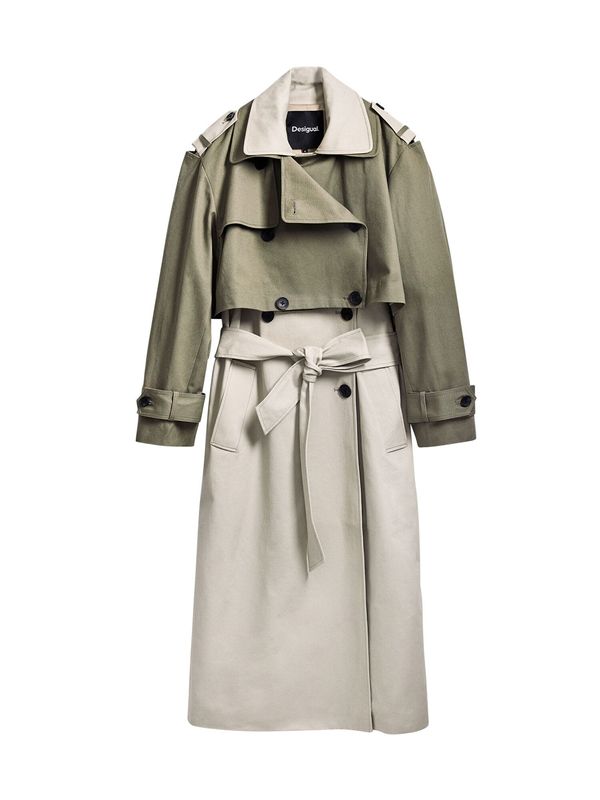 Desigual Desigual Prehoden plašč  svetlo bež / oliva