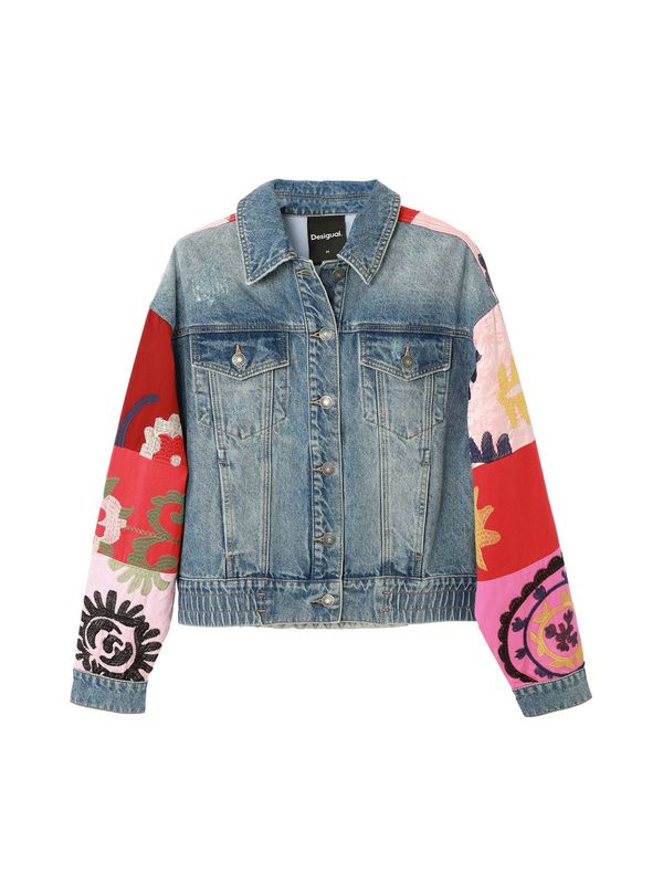 Desigual Desigual Prehodna jakna  moder denim / svetlo roza / rdeča / črna