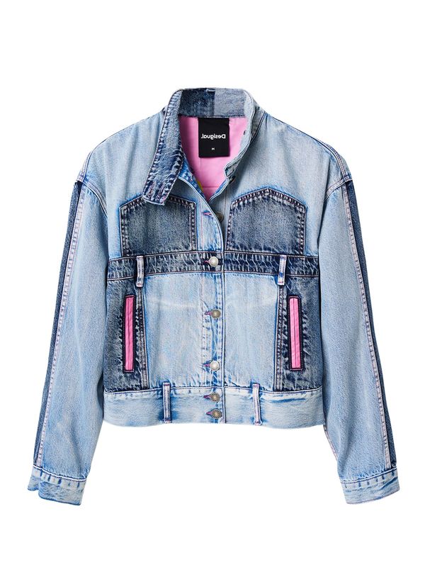 Desigual Desigual Prehodna jakna 'Pink Panther'  moder denim / rumena / svetlo roza / črna