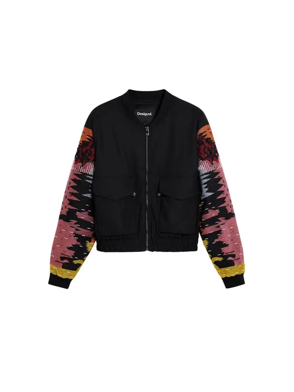 Desigual Desigual Prehodna jakna  rumena / svetlo roza / črna