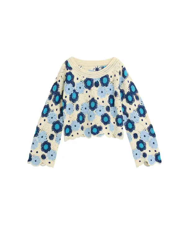 Desigual Desigual Pulover  modra / nebeško modra / off-bela