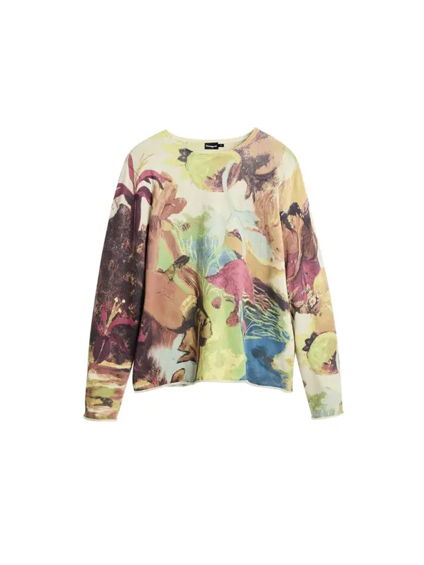 Desigual Desigual Pulover  rjava / svetlo zelena / pitaja / volneno bela