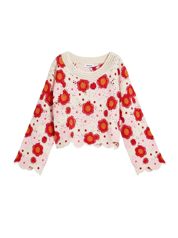 Desigual Desigual Pulover  roza / rdeča / bela