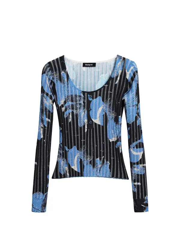 Desigual Desigual Pulover  svetlo modra / temno modra / bela