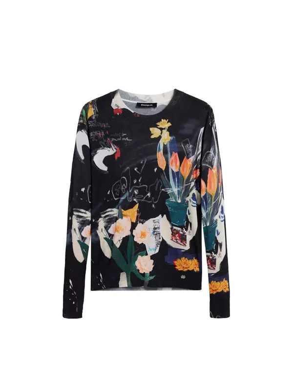 Desigual Desigual Pulover  temno modra / jelka / oranžna / črna