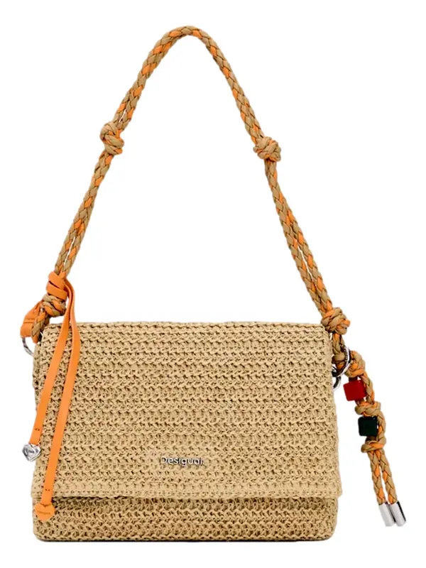 Desigual Desigual Ročna torbica 'Half Logo Raffia'  bež