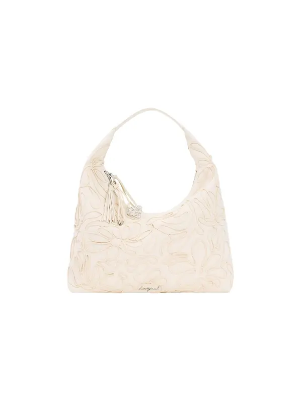 Desigual Desigual Ročna torbica 'Large Raffia Flower'  bela