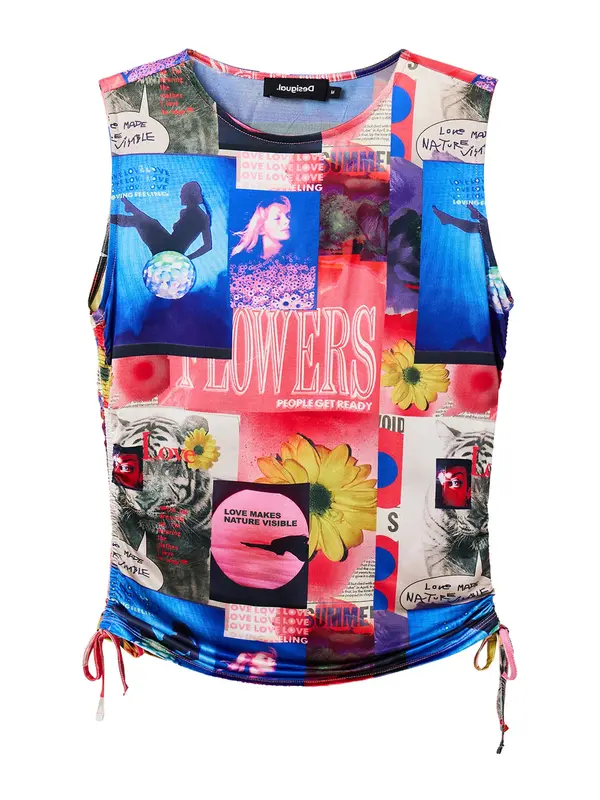 Desigual Desigual Top 'CRASH'  modra / rumena / malina / bela