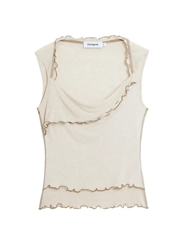 Desigual Desigual Top  kremna / rjava