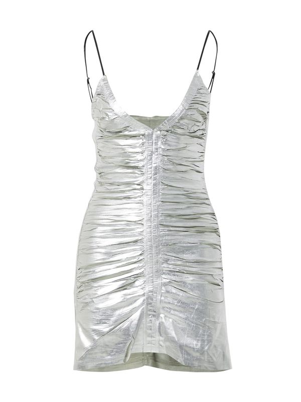 DIESEL DIESEL Koktejl obleka 'D-IAMANTE'  srebrna