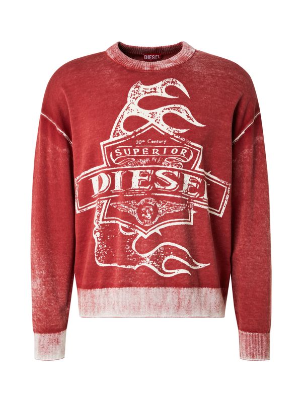 DIESEL DIESEL Pulover 'K-BELEZ'  rdeča / bela