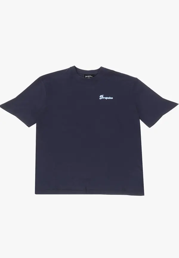 Dropsize Dropsize Majica 'Hustle Hard'  mornarska / svetlo modra