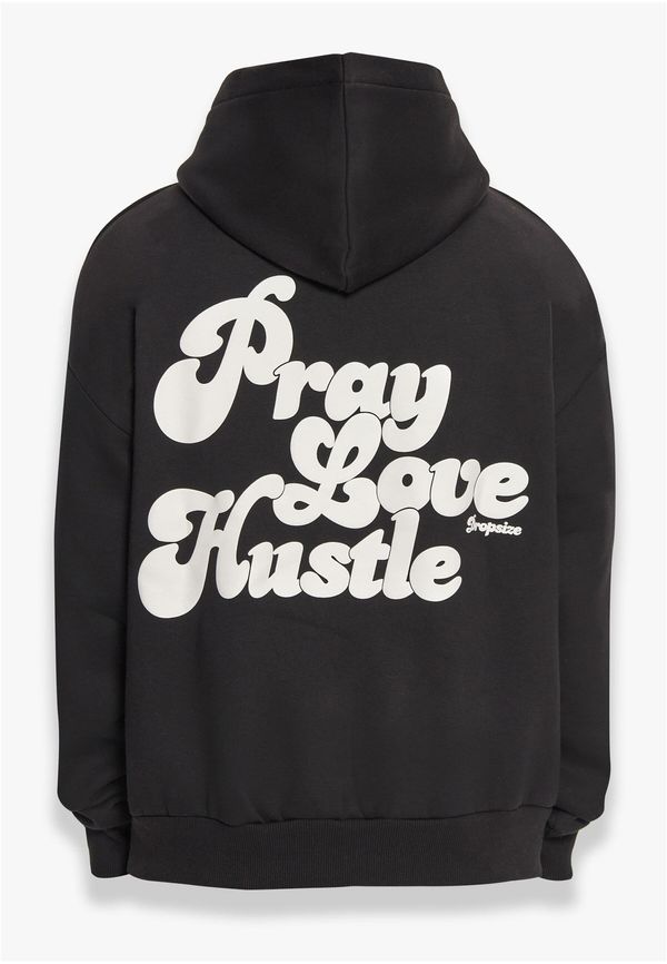 Dropsize Dropsize Majica 'Pray Love Hustle'  črna / bela