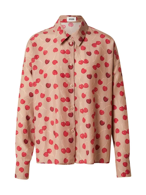 DRYKORN DRYKORN Bluza 'CLOELIA 10'  kit / temno bež / rdeča / češnjevo rdeča