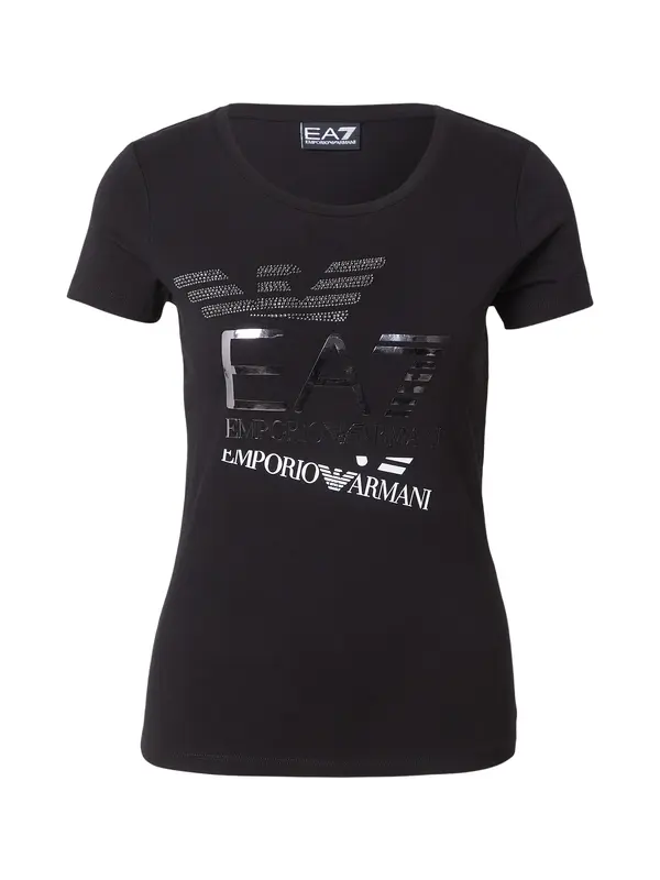 EA7 Emporio Armani EA7 Emporio Armani Majica  črna / srebrna / bela