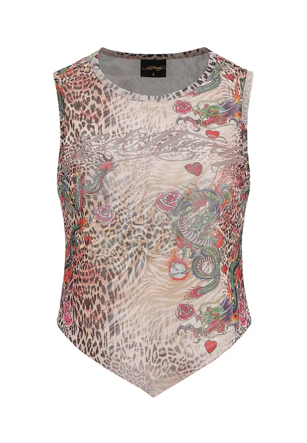 Ed Hardy Ed Hardy Bluza 'Dragon Repeat'  ecru / burgund