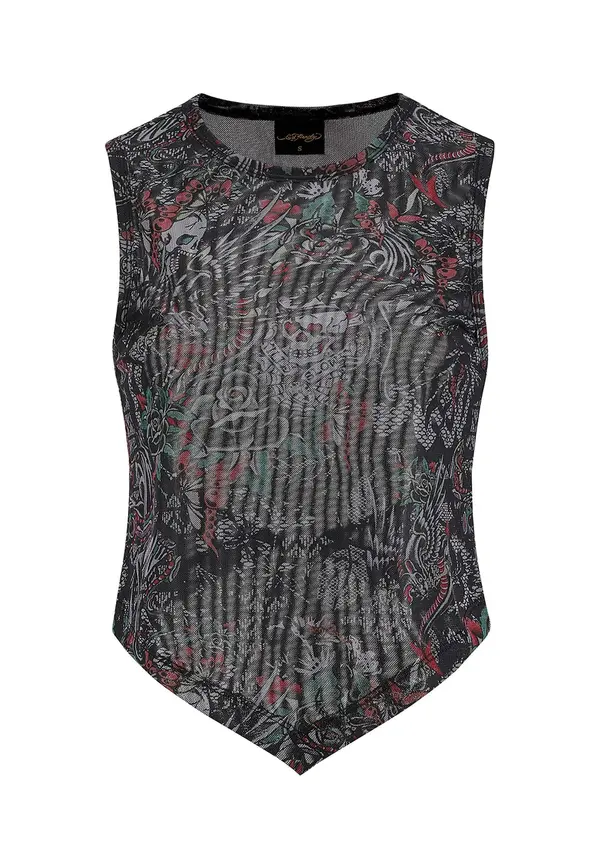 Ed Hardy Ed Hardy Bluza 'Dragon Repeat'  zelena / rosé / črna