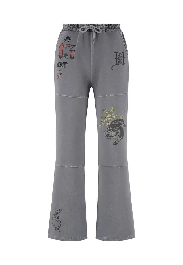 Ed Hardy Ed Hardy Hlače  rumena / siv denim / rdeča