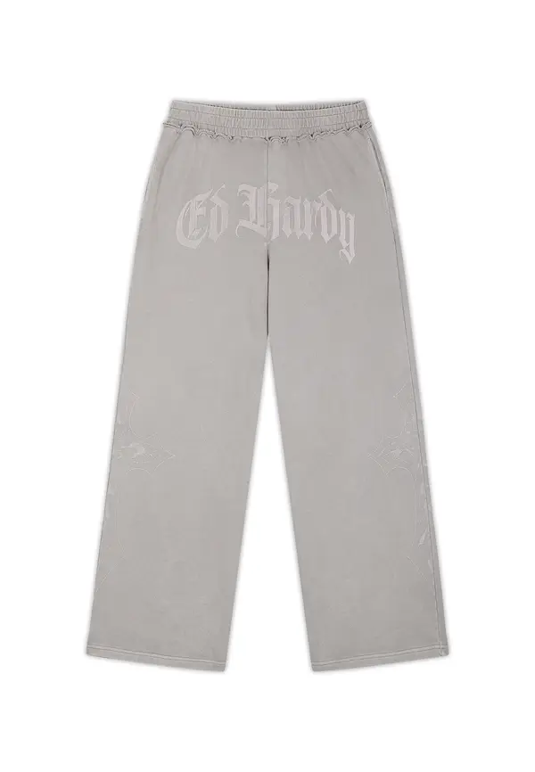 Ed Hardy Ed Hardy Hlače  svetlo siva / off-bela