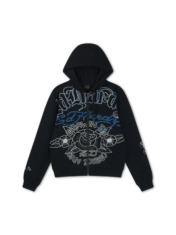 Ed Hardy Ed Hardy Jopa na zadrgo 'Gothic Roses'  modra / črna / bela