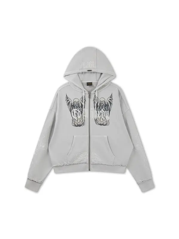 Ed Hardy Ed Hardy Jopa na zadrgo 'Gothic Stud'  siva / črna / bela