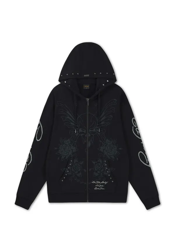 Ed Hardy Ed Hardy Jopa na zadrgo ' Love Kills'  svetlo siva / črna