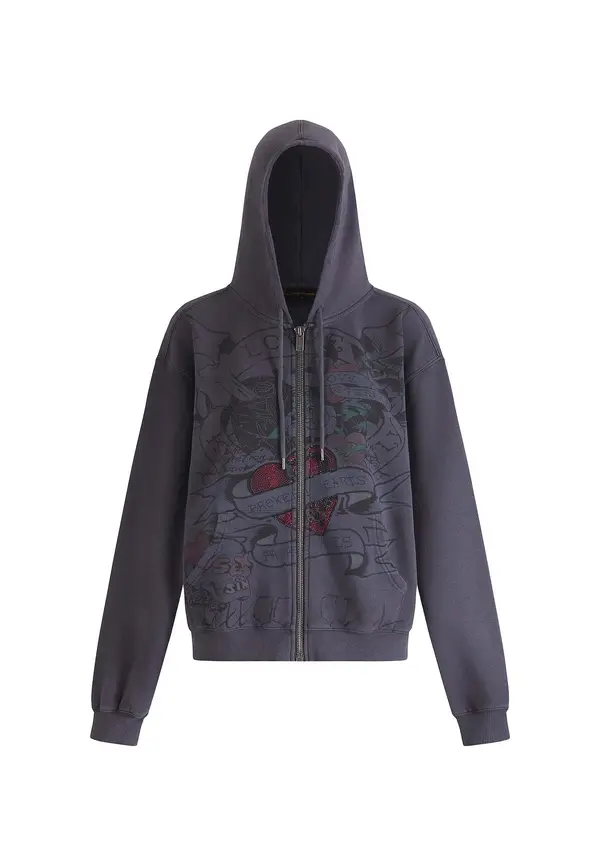 Ed Hardy Ed Hardy Jopa na zadrgo  temno siva / zelena / temno rdeča / črna