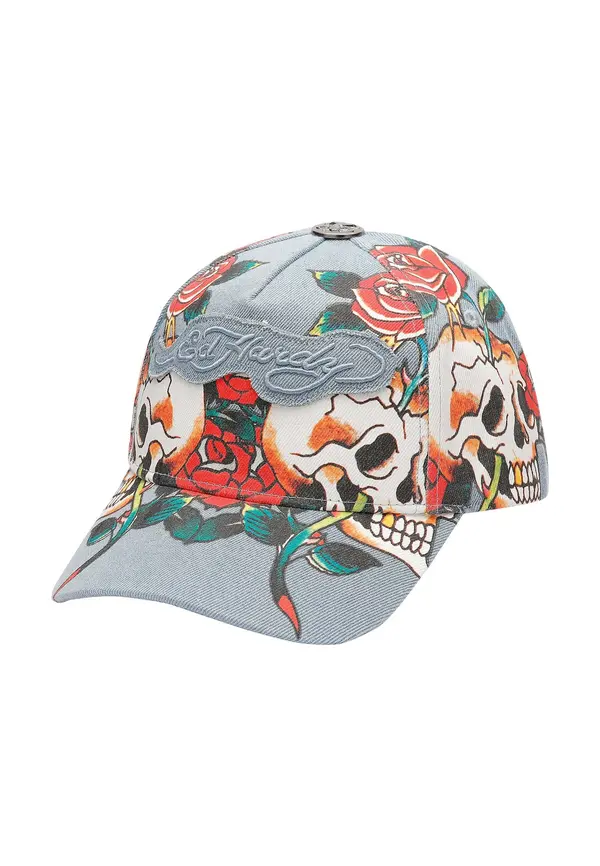Ed Hardy Ed Hardy Kapa 'Skull Rose'  cijansko modra / moder denim / jastog / črna