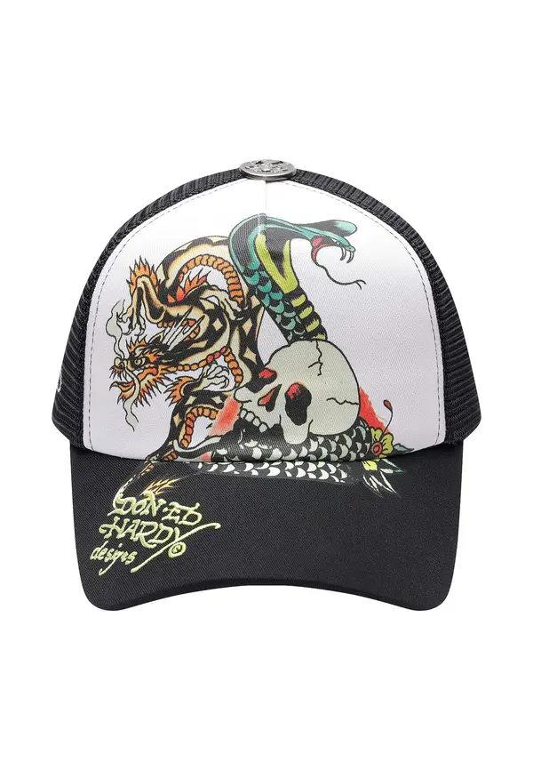 Ed Hardy Ed Hardy Kapa 'Snake and Skull'  zelena / črna / bela