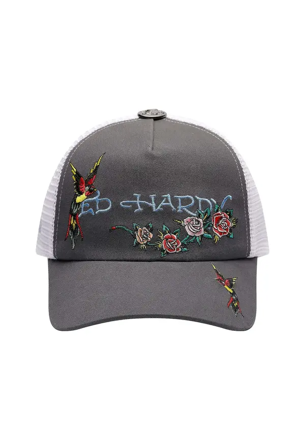 Ed Hardy Ed Hardy Kapa 'Swallow 5 Panel'  svetlo modra / kamen / bela