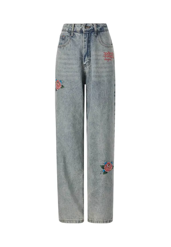 Ed Hardy Ed Hardy Kavbojke 'Blooming Death'  modra