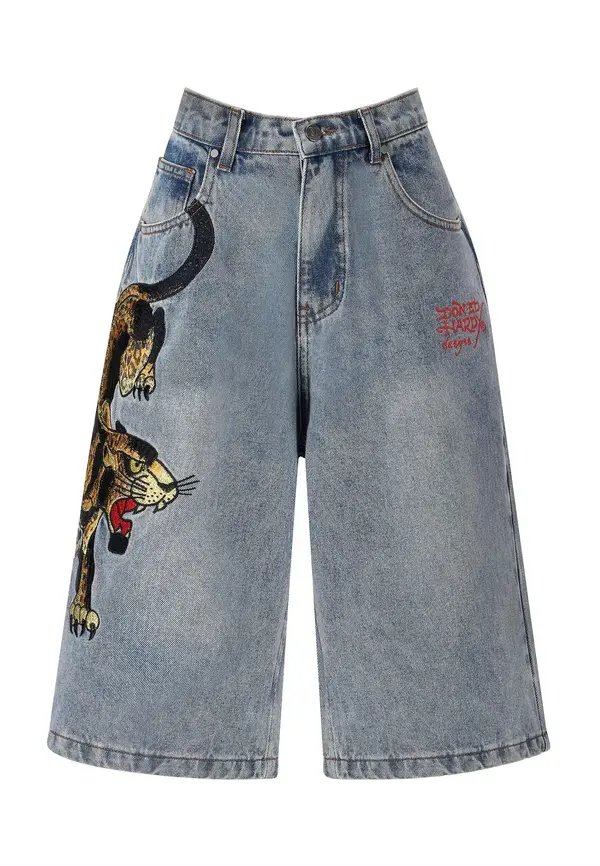 Ed Hardy Ed Hardy Kavbojke 'Panther Crawl'  moder denim / rumena / rdeča / črna