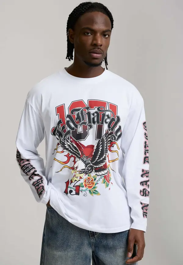 Ed Hardy Ed Hardy Majica '1971 Tattoo Eagle'  krvavo rdeča / črna / bela
