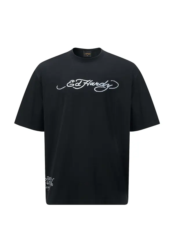 Ed Hardy Ed Hardy Majica 'Drags-Back'  siva / antracit / črna / bela
