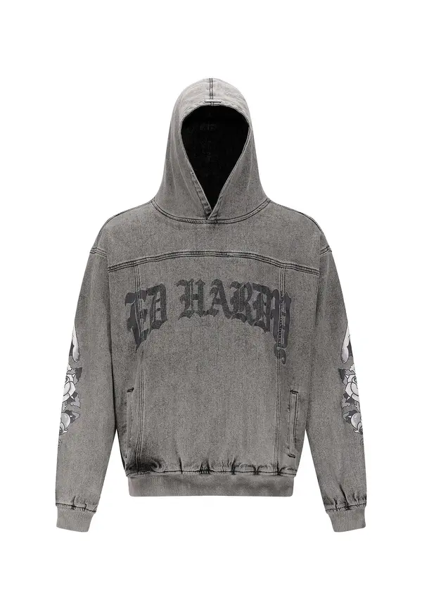 Ed Hardy Ed Hardy Majica 'Eagle Drag Rose'  siva / črna / črn denim / bela
