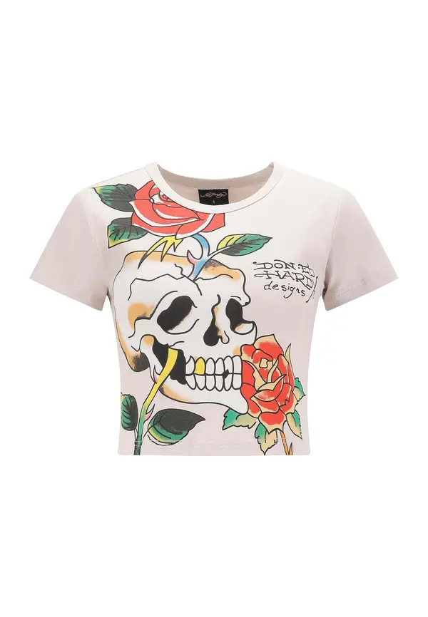 Ed Hardy Ed Hardy Majica  ecru / rumena / zelena / rdeča