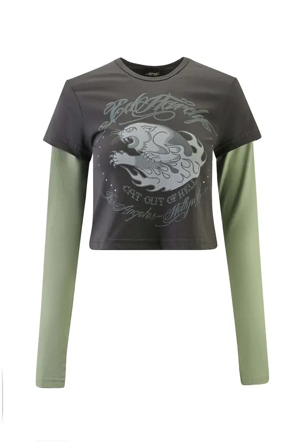 Ed Hardy Ed Hardy Majica 'Hellcat'  temno siva