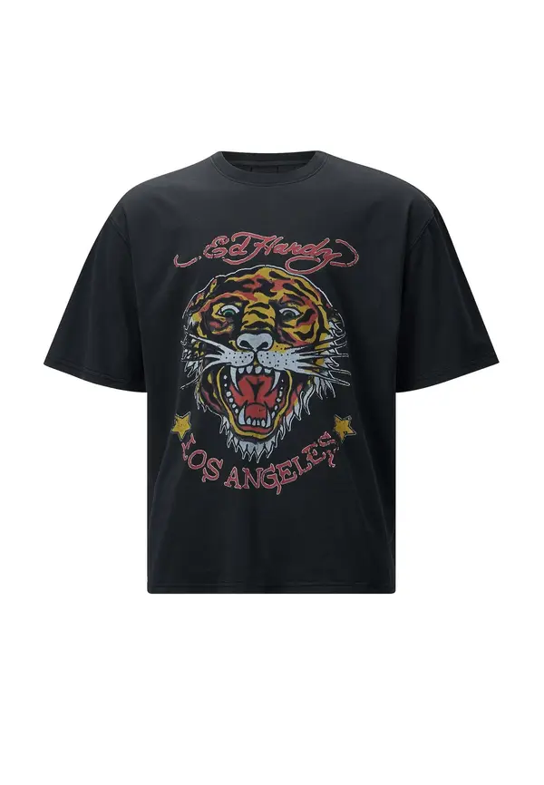 Ed Hardy Ed Hardy Majica 'La-Tiger'  rumena / češnjevo rdeča / črna / bela