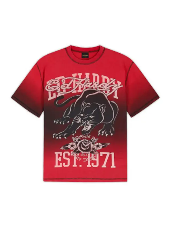 Ed Hardy Ed Hardy Majica 'Panther'  roza / brusnica / temno rdeča / črna