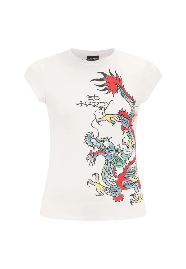 Ed Hardy Ed Hardy Majica 'Rawling Dragon'  modra / rdeča / črna / bela