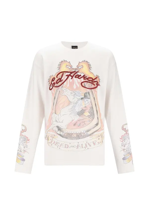 Ed Hardy Ed Hardy Majica 'Ride Into Hell'  rumena / losos / temno rdeča / off-bela