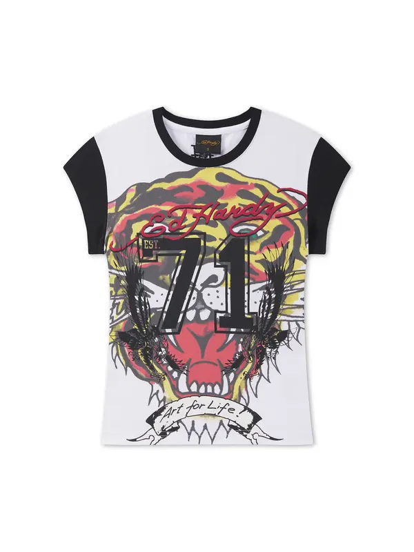 Ed Hardy Ed Hardy Majica 'Roaring Tiger'  rumena / češnjevo rdeča / črna / bela